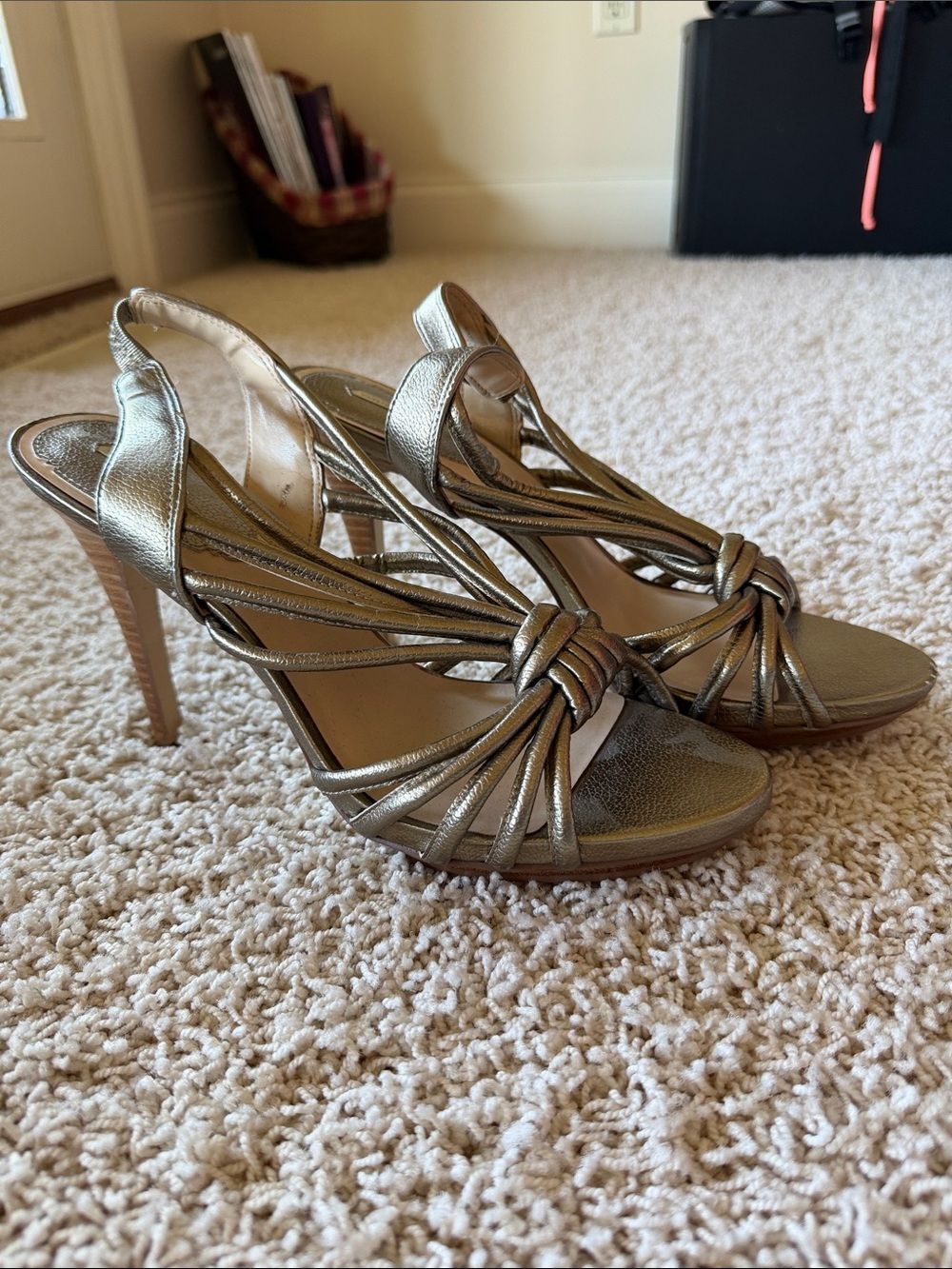 Max Studio Metallic Gold Knotted Slingback Heels